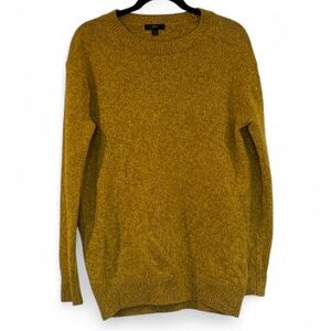 J. Crew Mustard Yellow Flecked Merino Wool Crewneck Sweater Size Small